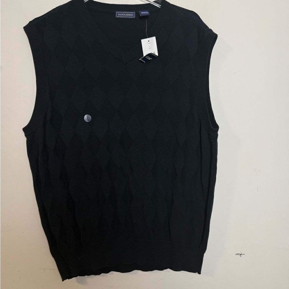 Saddlebred Lightweight Sweater Vest Black Large NWT